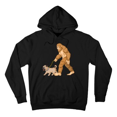 Bigfoot Walking Pug Dog Hoodie