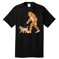 Bigfoot Walking Pug Dog Tall T-Shirt