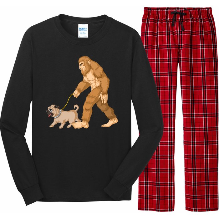 Bigfoot Walking Pug Dog Long Sleeve Pajama Set