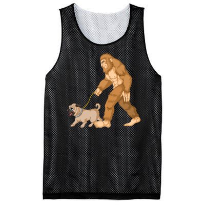 Bigfoot Walking Pug Dog Mesh Reversible Basketball Jersey Tank