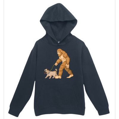 Bigfoot Walking Pug Dog Urban Pullover Hoodie