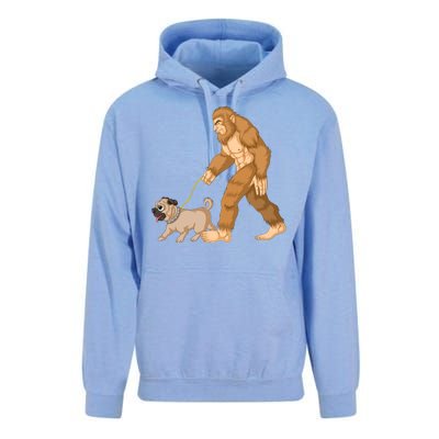 Bigfoot Walking Pug Dog Unisex Surf Hoodie