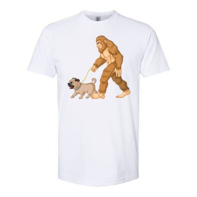 Bigfoot Walking Pug Dog Softstyle CVC T-Shirt