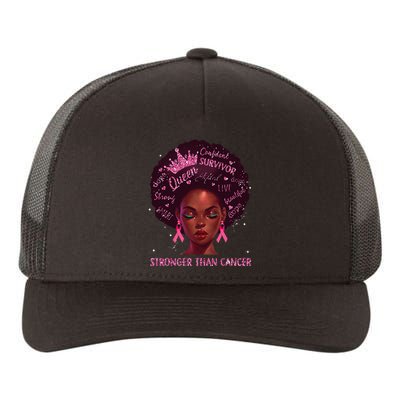 Black Women Queen Stronger Than Breast Cancer Pink Ribbon Yupoong Adult 5-Panel Trucker Hat