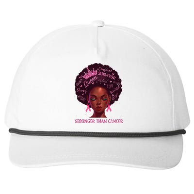 Black Women Queen Stronger Than Breast Cancer Pink Ribbon Snapback Five-Panel Rope Hat