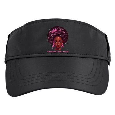 Black Women Queen Stronger Than Breast Cancer Pink Ribbon Adult Drive Performance Visor