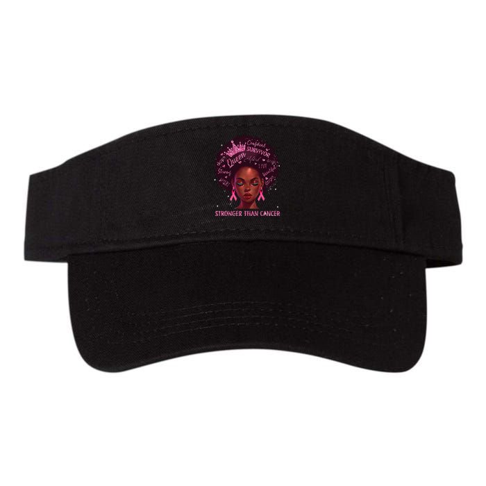 Black Women Queen Stronger Than Breast Cancer Pink Ribbon Valucap Bio-Washed Visor