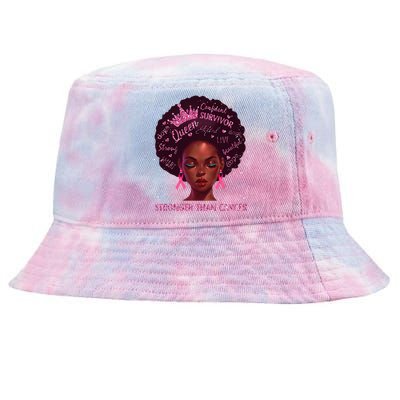 Black Women Queen Stronger Than Breast Cancer Pink Ribbon Tie-Dyed Bucket Hat