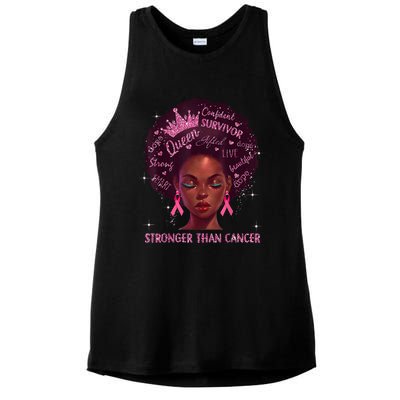 Black Women Queen Stronger Than Breast Cancer Pink Ribbon Ladies PosiCharge Tri-Blend Wicking Tank