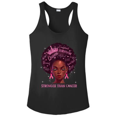 Black Women Queen Stronger Than Breast Cancer Pink Ribbon Ladies PosiCharge Competitor Racerback Tank