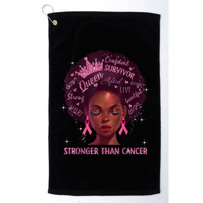 Black Women Queen Stronger Than Breast Cancer Pink Ribbon Platinum Collection Golf Towel