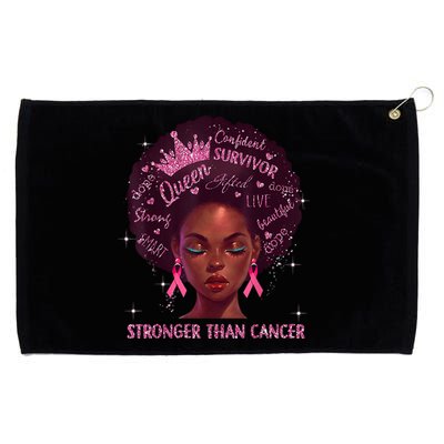 Black Women Queen Stronger Than Breast Cancer Pink Ribbon Grommeted Golf Towel