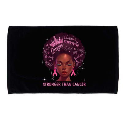 Black Women Queen Stronger Than Breast Cancer Pink Ribbon Microfiber Hand Towel