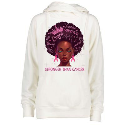 Black Women Queen Stronger Than Breast Cancer Pink Ribbon Womens Funnel Neck Pullover Hood