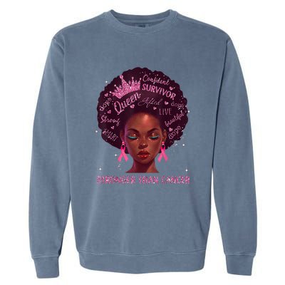 Black Women Queen Stronger Than Breast Cancer Pink Ribbon Garment-Dyed Sweatshirt