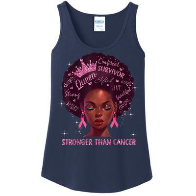 Black Women Queen Stronger Than Breast Cancer Pink Ribbon Ladies Essential Tank