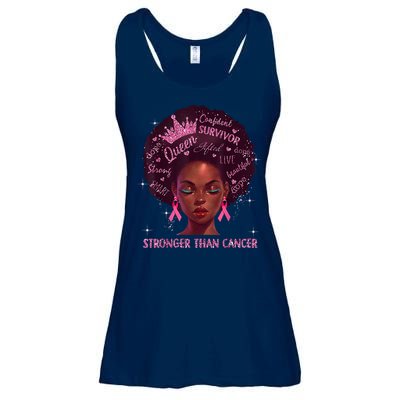 Black Women Queen Stronger Than Breast Cancer Pink Ribbon Ladies Essential Flowy Tank