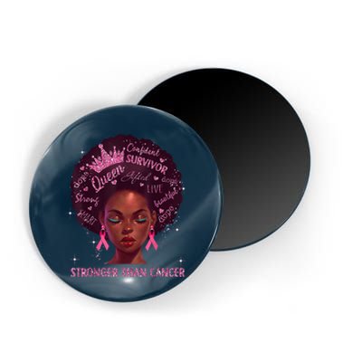 Black Women Queen Stronger Than Breast Cancer Pink Ribbon Magnet