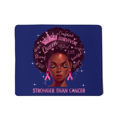 Black Women Queen Stronger Than Breast Cancer Pink Ribbon Mousepad