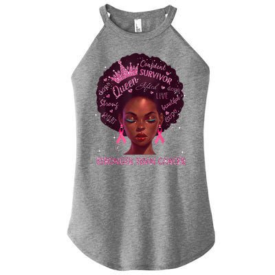 Black Women Queen Stronger Than Breast Cancer Pink Ribbon Women's Perfect Tri Rocker Tank