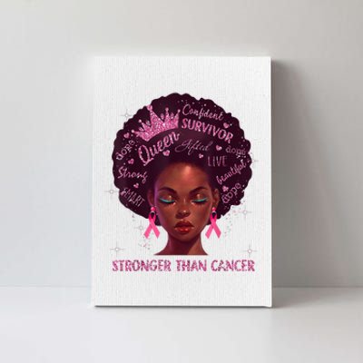 Black Women Queen Stronger Than Breast Cancer Pink Ribbon Canvas