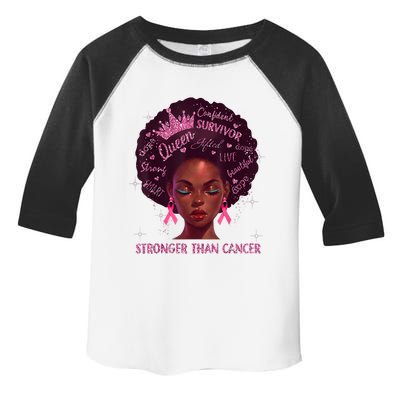 Black Women Queen Stronger Than Breast Cancer Pink Ribbon Toddler Fine Jersey T-Shirt