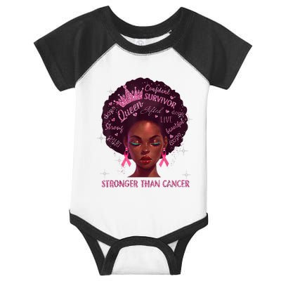 Black Women Queen Stronger Than Breast Cancer Pink Ribbon Infant Baby Jersey Bodysuit