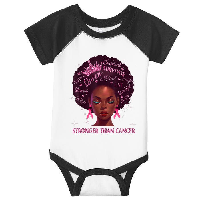 Black Women Queen Stronger Than Breast Cancer Pink Ribbon Infant Baby Jersey Bodysuit