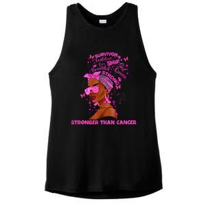 Black Women Queen Stronger Than Breast Cancer Pink_ Ribbon Ladies PosiCharge Tri-Blend Wicking Tank