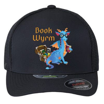 Book Wyrm Reading Dragon Fantasy Book Lover Bookworm Cool Gift Flexfit Unipanel Trucker Cap