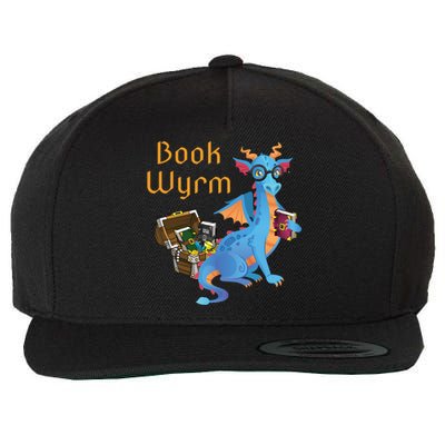 Book Wyrm Reading Dragon Fantasy Book Lover Bookworm Cool Gift Wool Snapback Cap