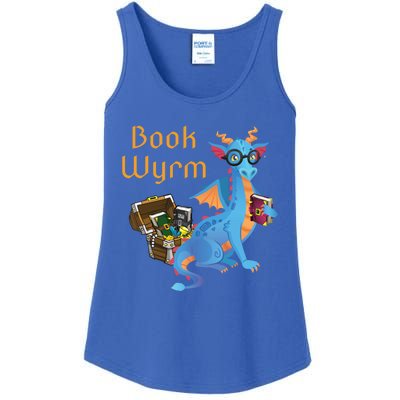 Book Wyrm Reading Dragon Fantasy Book Lover Bookworm Cool Gift Ladies Essential Tank