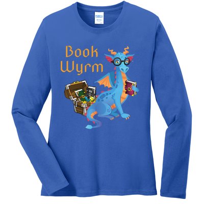 Book Wyrm Reading Dragon Fantasy Book Lover Bookworm Cool Gift Ladies Long Sleeve Shirt