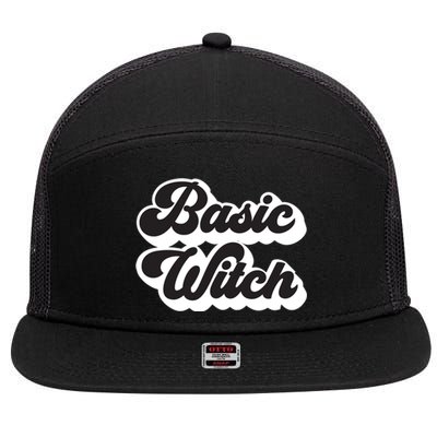 Basic Witch Retro Funny Cool Gift 7 Panel Mesh Trucker Snapback Hat