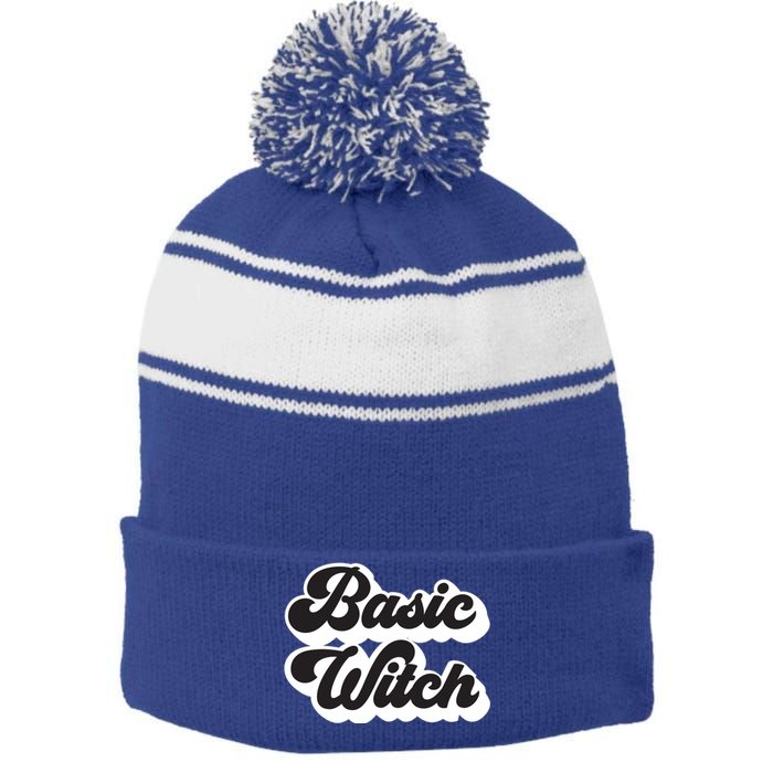 Basic Witch Retro Funny Cool Gift Stripe Pom Pom Beanie