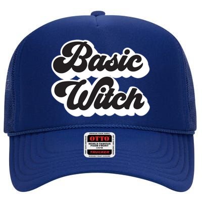 Basic Witch Retro Funny Cool Gift High Crown Mesh Back Trucker Hat