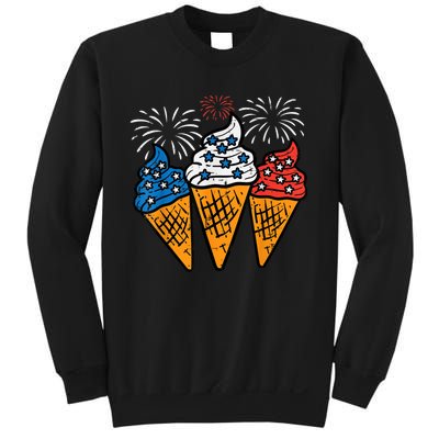 Blue White Red Ice Cream Cone US Flag 4th Of July Patriotic Sweatshirt