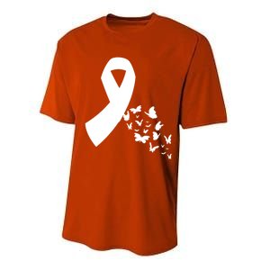 Butterfly White Ribbon Warrior Lung Cancer Awareness Cute Gift Performance Sprint T-Shirt