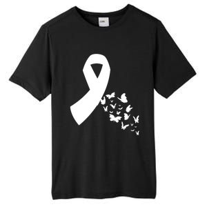 Butterfly White Ribbon Warrior Lung Cancer Awareness Cute Gift Tall Fusion ChromaSoft Performance T-Shirt