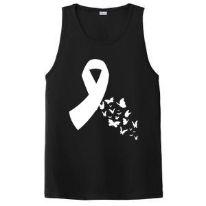 Butterfly White Ribbon Warrior Lung Cancer Awareness Cute Gift PosiCharge Competitor Tank