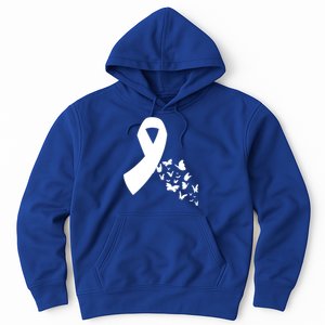 Butterfly White Ribbon Warrior Lung Cancer Awareness Cute Gift Hoodie