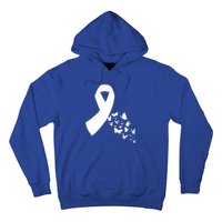 Butterfly White Ribbon Warrior Lung Cancer Awareness Cute Gift Hoodie