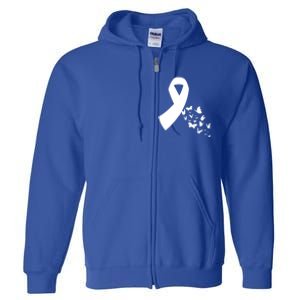 Butterfly White Ribbon Warrior Lung Cancer Awareness Cute Gift Full Zip Hoodie