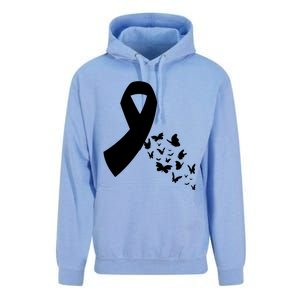 Butterfly White Ribbon Warrior Lung Cancer Awareness Cute Gift Unisex Surf Hoodie