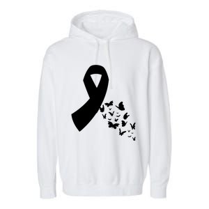 Butterfly White Ribbon Warrior Lung Cancer Awareness Cute Gift Garment-Dyed Fleece Hoodie