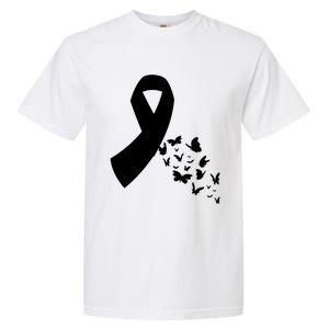 Butterfly White Ribbon Warrior Lung Cancer Awareness Cute Gift Garment-Dyed Heavyweight T-Shirt