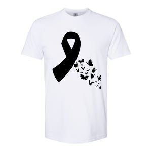 Butterfly White Ribbon Warrior Lung Cancer Awareness Cute Gift Softstyle CVC T-Shirt