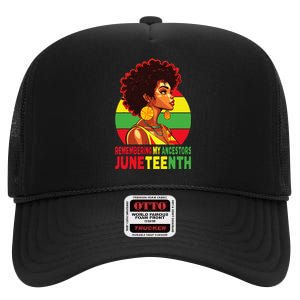 Black Wo Remembering My Ancestors Juneteenth High Crown Mesh Back Trucker Hat