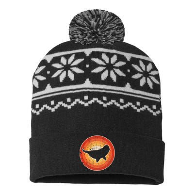 Beluga Whale Retro Vintage 60s 70s Sunset Sea Animal Lovers USA-Made Snowflake Beanie