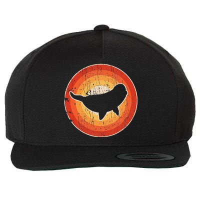 Beluga Whale Retro Vintage 60s 70s Sunset Sea Animal Lovers Wool Snapback Cap